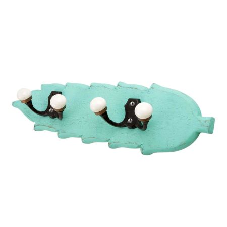 Sea Green Black Double Loop Ceramic Iron Wooden Hooks